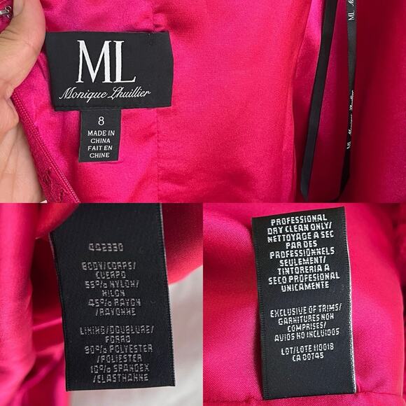 Monique Lhuillier red lace short dress, open back, Size 8, glam, party, Holidays - Picture 8 of 8